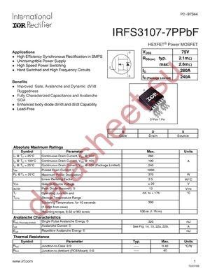 IRFS3107-7PPBF datasheet  